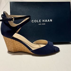 Cole Haan,Sadie, wedge heal, Marine Blue Nubuck , Size 9B
